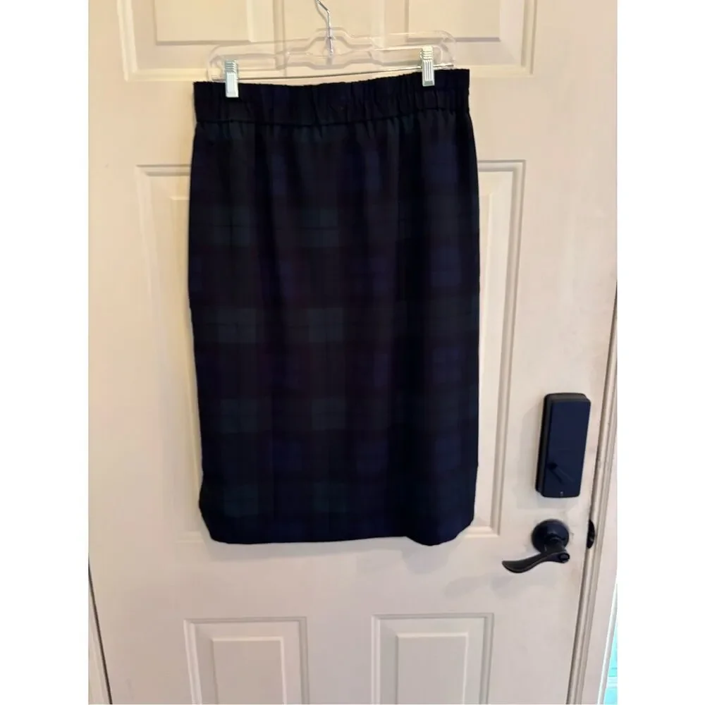 J. Crew Navy & Green Plaid Elastic-Waist Mini Skirt